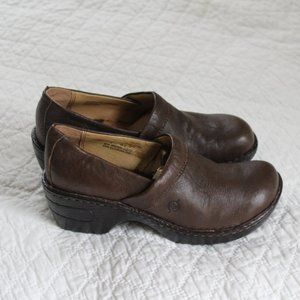 Born Brown Leather Clogs